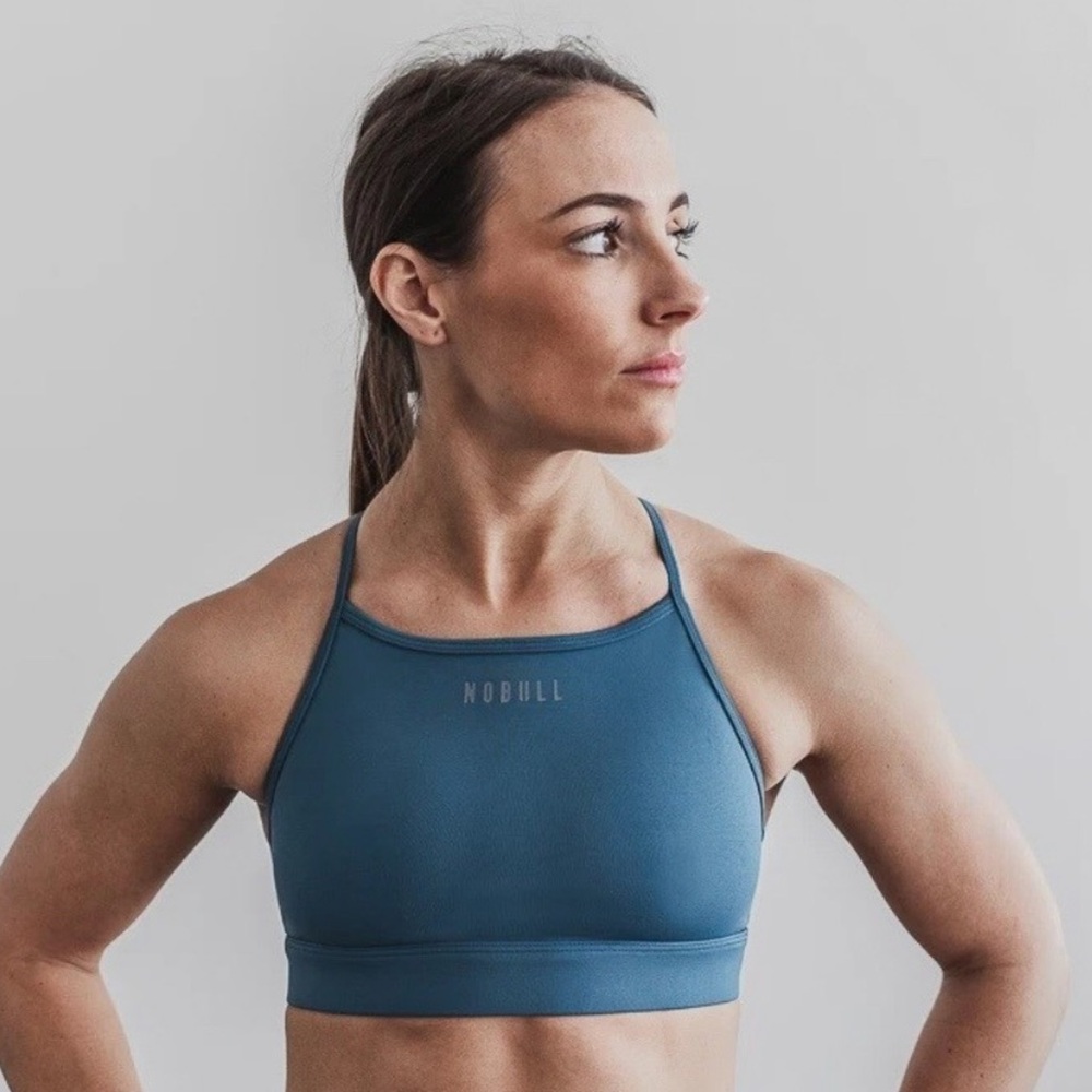 NWT NOBULL Women's High-Neck Sports Bra - XS - Steel Blue